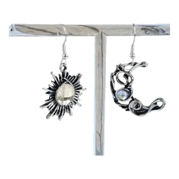 Sun and Moon Dangle Earrings - Picture 2 of 6